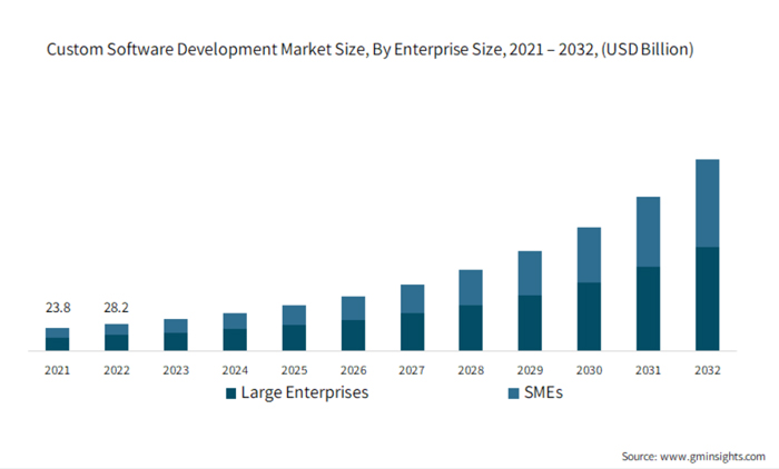 custom software development market size